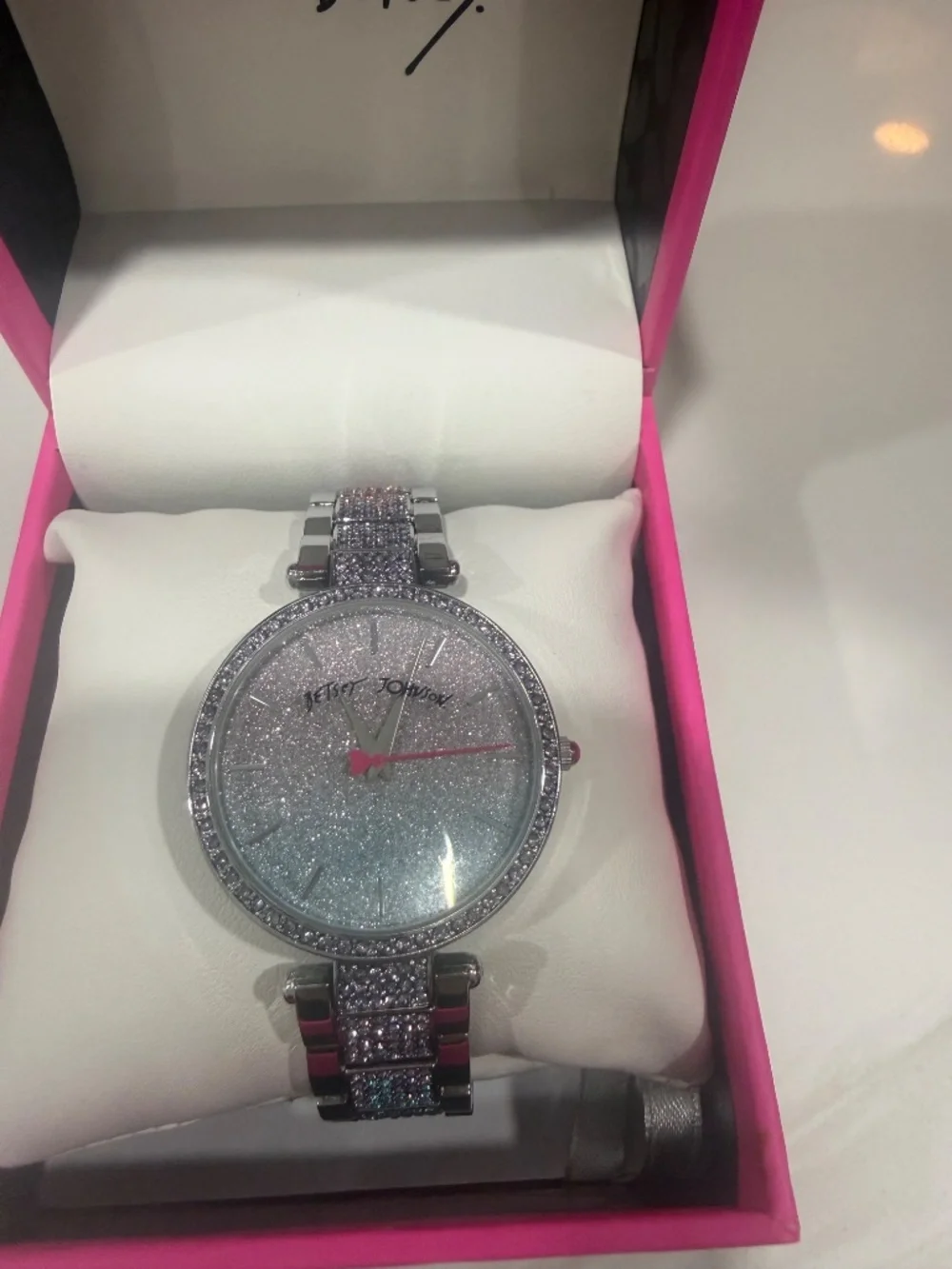 NWT Betsey Johnson silver sparkly glittery watch - Picture 2 of 9